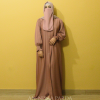 Full-length casual open-front gown, loose fit, floor-length
