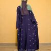Full-length flower embroidered gown with simple silhouette