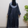 Full-length crescent embroidered gown with simple silhouette